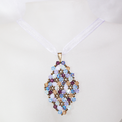 Pendant 65cm - Shea Rhombus M-Violet Organza - Pendant 65cm - Laiton bronze